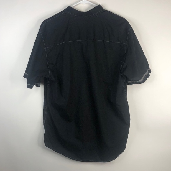 Michael Brandon black short sleeve button down shirt L - Picture 4 of 9